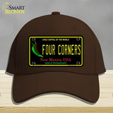 Four Corners Black New Mexico Novelty License Plate Hat Cotton / Dark Brown