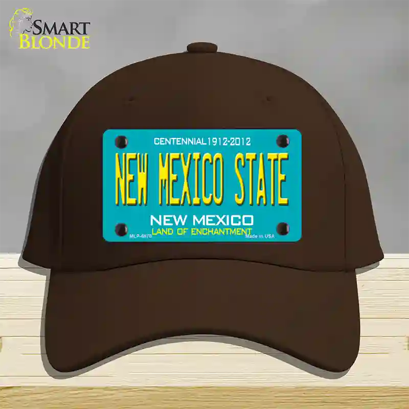 New Mexico State Teal Novelty License Plate Hat Cotton / Dark Brown