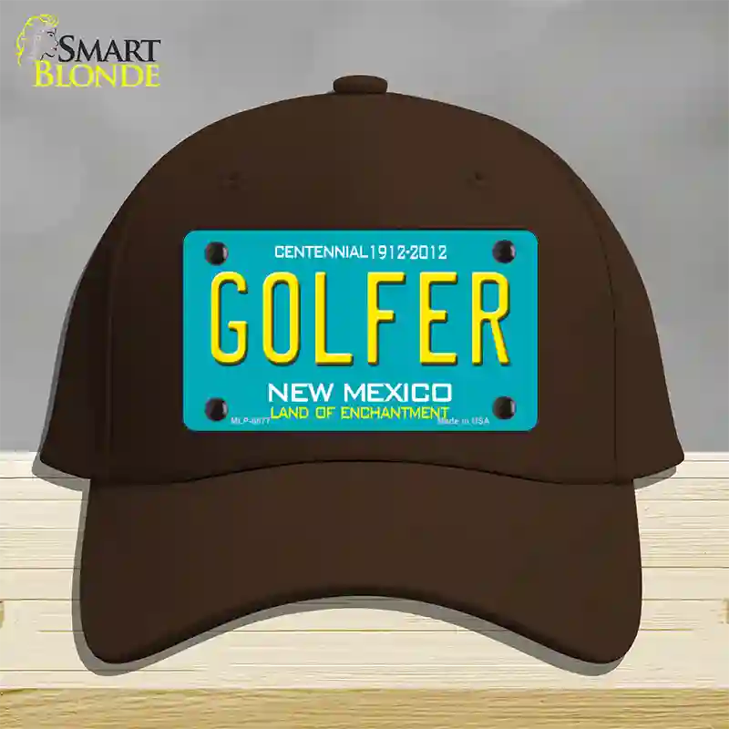 Golfer New Mexico Novelty License Plate Hat Cotton / Dark Brown