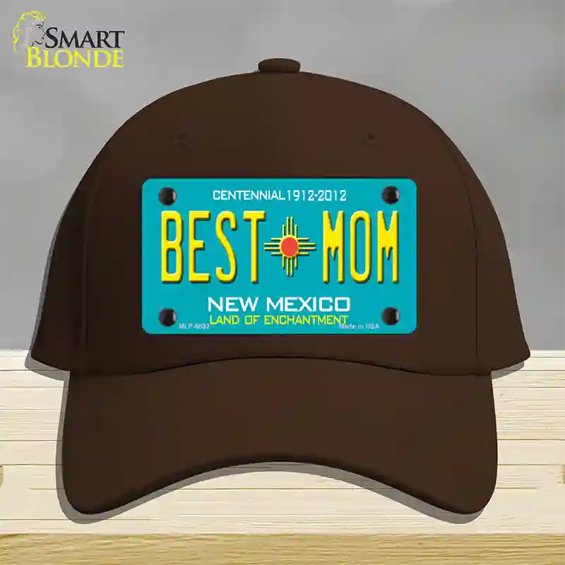 Best Mom Teal New Mexico Novelty License Plate Hat Cotton / Dark Brown