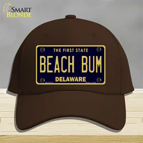 Beach Bum Delaware Novelty License Plate Hat Cotton / Dark Brown