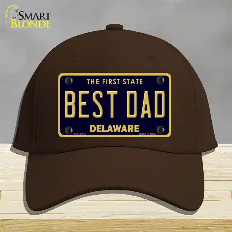 Best Dad Delaware Novelty License Plate Hat Cotton / Dark Brown