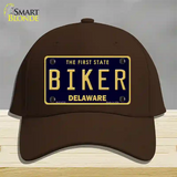 Biker Delaware Novelty License Plate Hat Cotton / Dark Brown