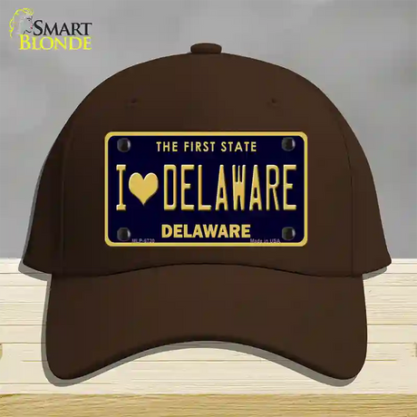 I Love Delaware Novelty License Plate Hat Cotton / Dark Brown