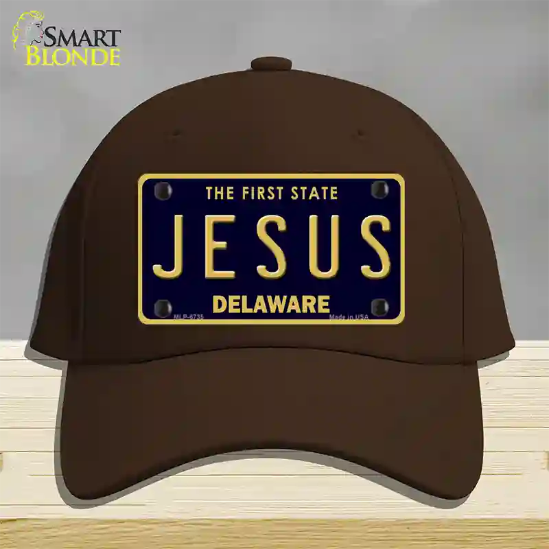 Jesus Delaware Novelty License Plate Hat Cotton / Dark Brown