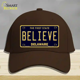 Believe Delaware Novelty License Plate Hat Cotton / Dark Brown