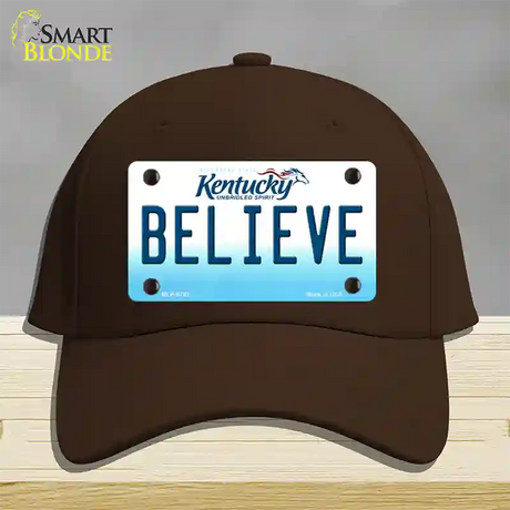 Believe Kentucky Novelty License Plate Hat Cotton / Dark Brown