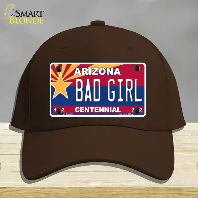 Arizona Centennial Bad Girl Novelty License Plate Hat Cotton / Dark Brown