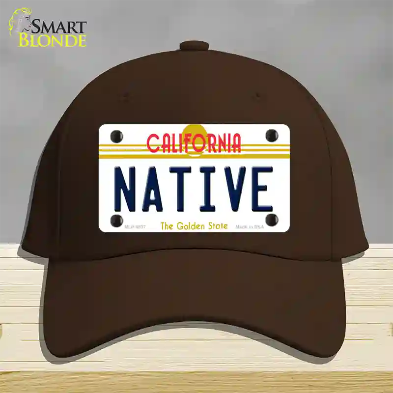 Native California Novelty License Plate Hat Cotton / Dark Brown