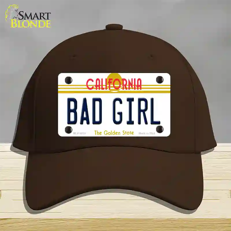 Bad Girl California Novelty License Plate Hat Cotton / Dark Brown