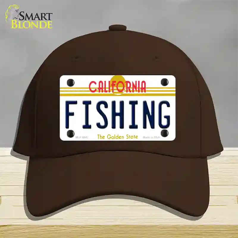 Fishing California Novelty License Plate Hat Cotton / Dark Brown