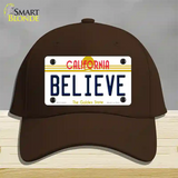 Believe California Novelty License Plate Hat Cotton / Dark Brown