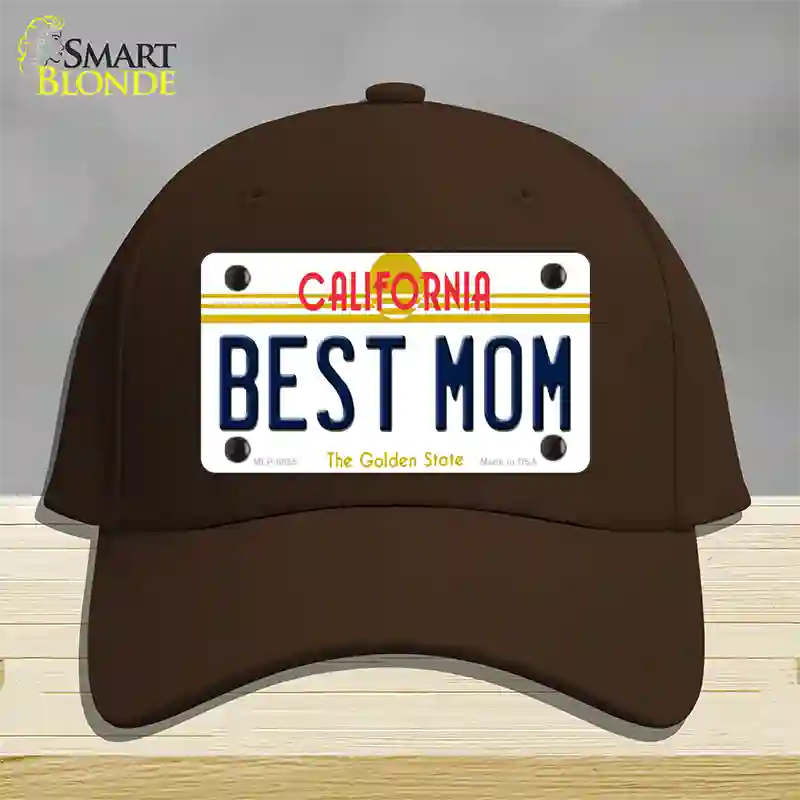 Best Mom California Novelty License Plate Hat Cotton / Dark Brown