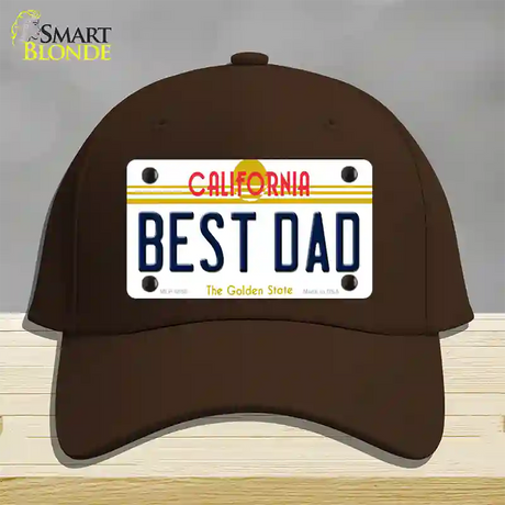 Best Dad California Novelty License Plate Hat Cotton / Dark Brown