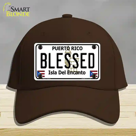 Blessed Puerto Rico Novelty License Plate Hat Cotton / Dark Brown