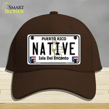 Native Puerto Rico Novelty License Plate Hat Cotton / Dark Brown