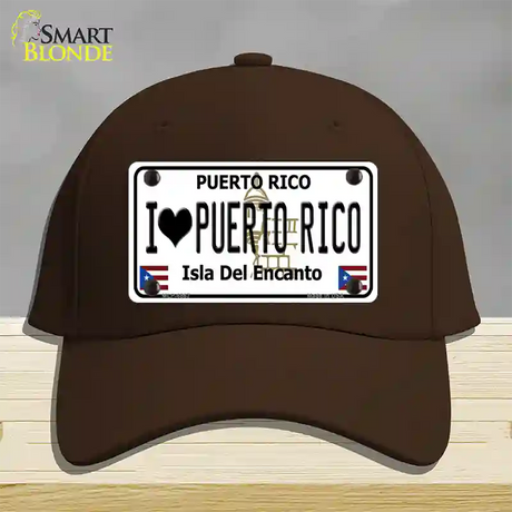 I Heart Puerto Rico Novelty License Plate Hat Cotton / Dark Brown