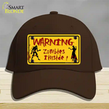 Warning Zombies Inside Novelty License Plate Hat Cotton / Dark Brown