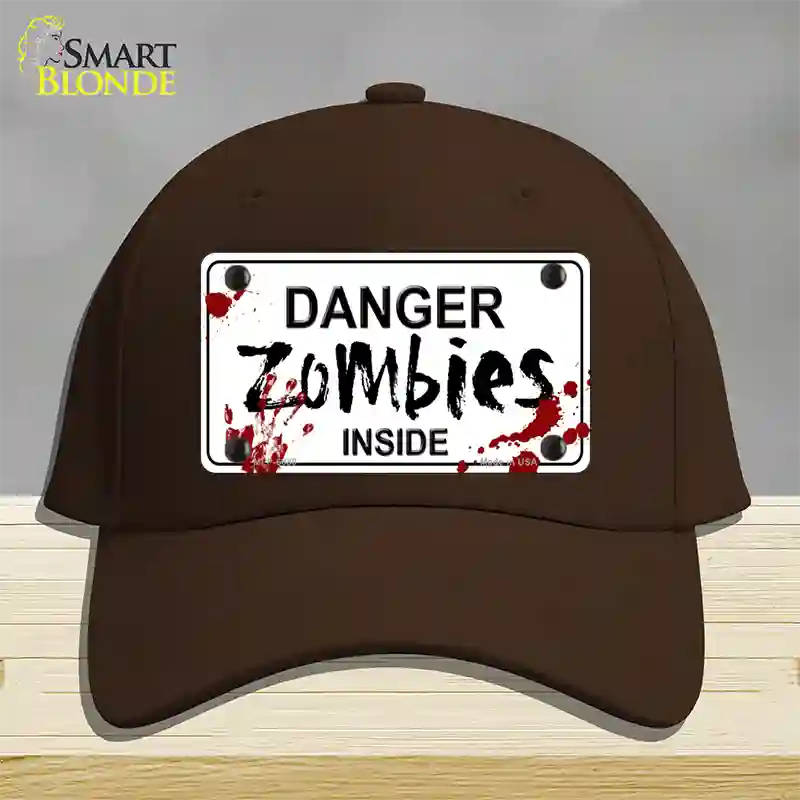 Danger Zombies Inside Novelty License Plate Hat Cotton / Dark Brown