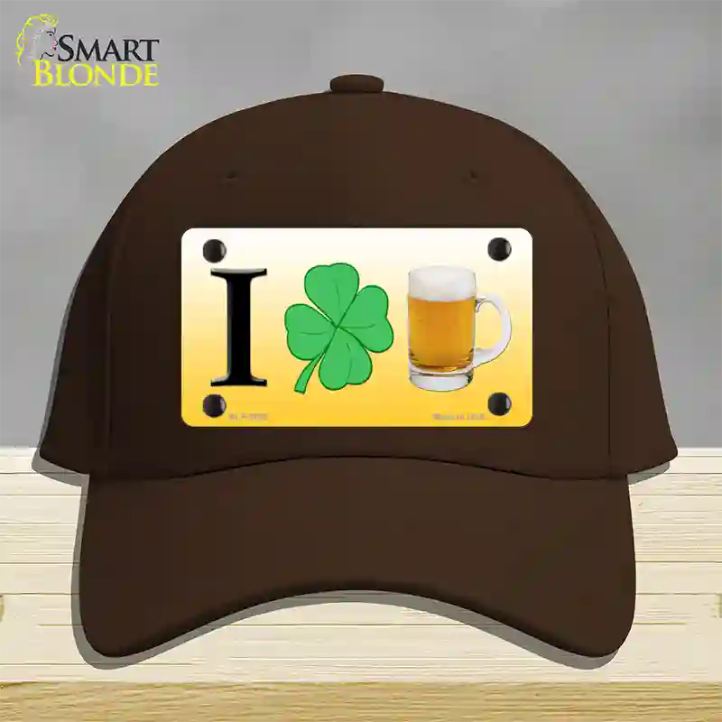 I Shamrock Beer Novelty License Plate Hat Cotton / Dark Brown