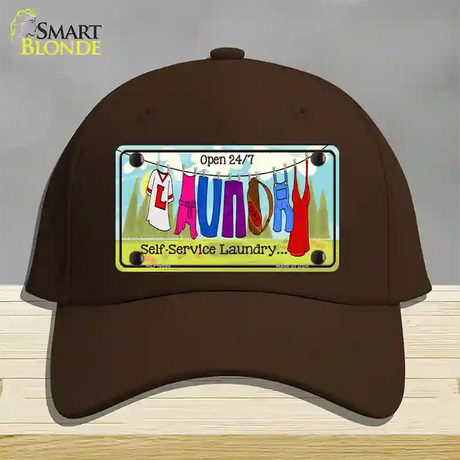 Laundry Self Service Novelty License Plate Hat Cotton / Dark Brown