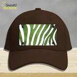 Lime Green White Zebra Oil Rubbed Novelty License Plate Hat Cotton / Dark Brown