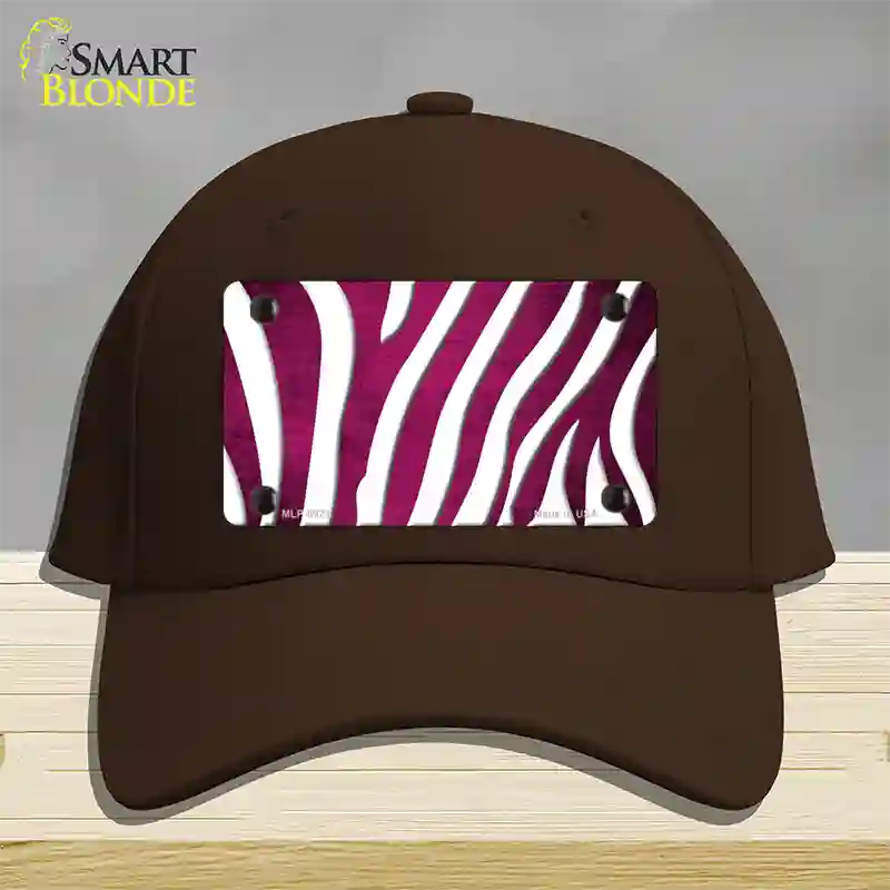 Pink White Zebra Oil Rubbed Novelty License Plate Hat Cotton / Dark Brown