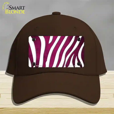 Pink White Zebra Oil Rubbed Novelty License Plate Hat Cotton / Dark Brown