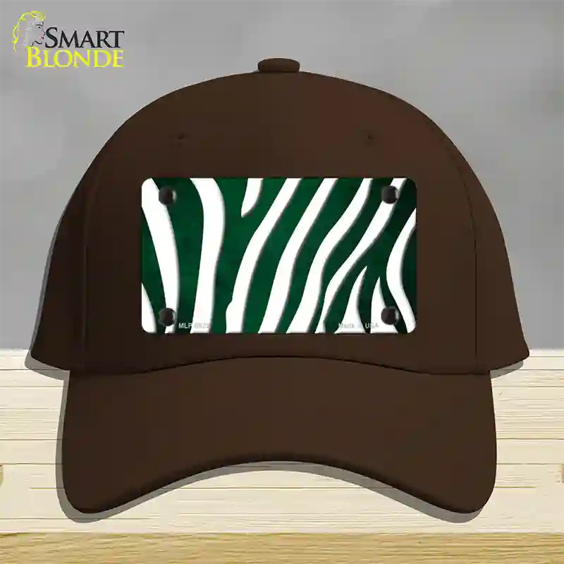 Green White Zebra Oil Rubbed Novelty License Plate Hat Cotton / Dark Brown