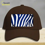 Blue White Zebra Oil Rubbed Novelty License Plate Hat Cotton / Dark Brown