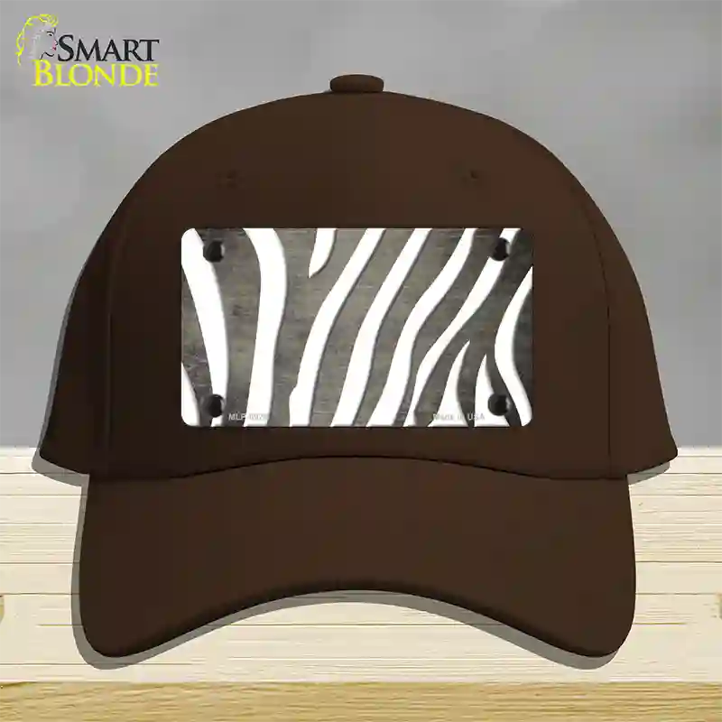 Tan White Zebra Oil Rubbed Novelty License Plate Hat Cotton / Dark Brown