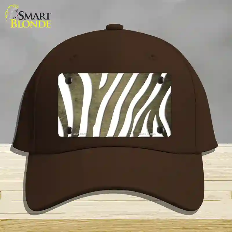 Gold White Zebra Oil Rubbed Novelty License Plate Hat Cotton / Dark Brown