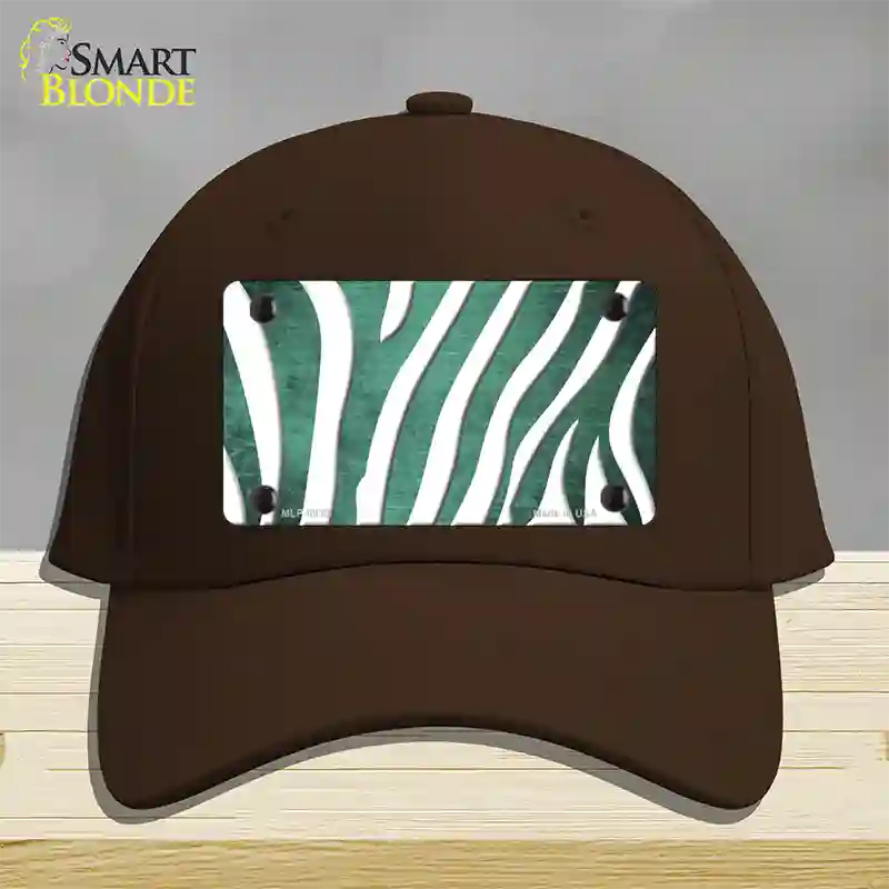 Mint White Zebra Oil Rubbed Novelty License Plate Hat Cotton / Dark Brown