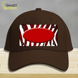 Red White Zebra Oval Oil Rubbed Novelty License Plate Hat Cotton / Dark Brown