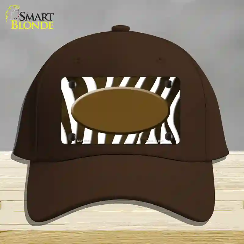 Brown White Zebra Oval Oil Rubbed Novelty License Plate Hat Cotton / Dark Brown