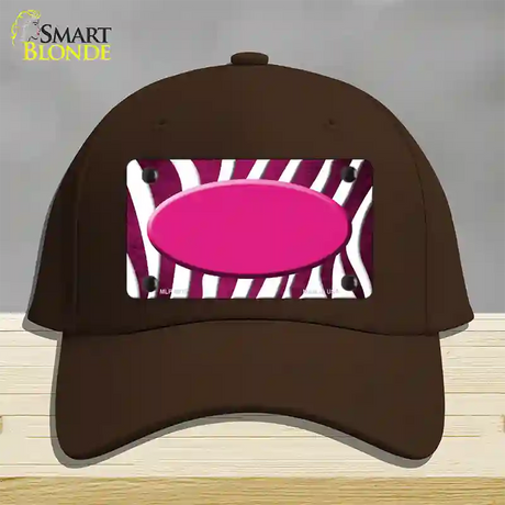 Pink White Zebra Oval Oil Rubbed Novelty License Plate Hat Cotton / Dark Brown