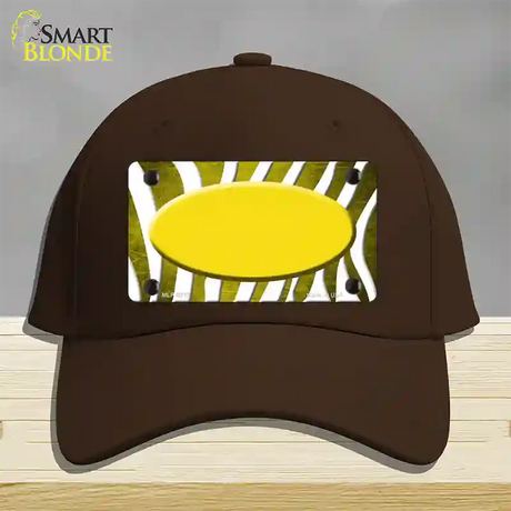 Yellow White Zebra Oval Oil Rubbed Novelty License Plate Hat Cotton / Dark Brown