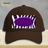 Purple White Zebra Oval Oil Rubbed Novelty License Plate Hat Cotton / Dark Brown