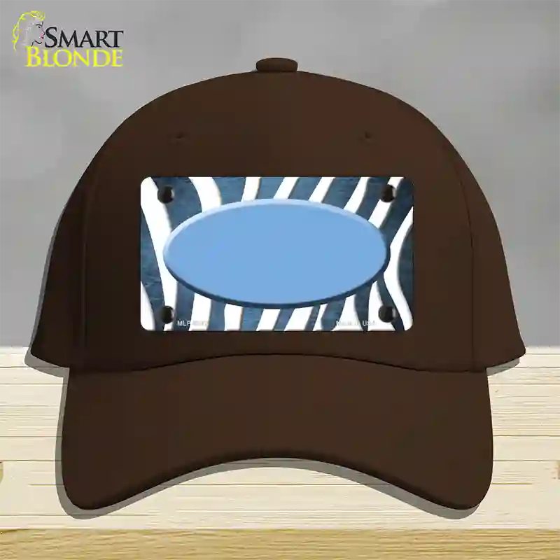 Light Blue White Zebra Oval Oil Rubbed Novelty License Plate Hat Cotton / Dark Brown