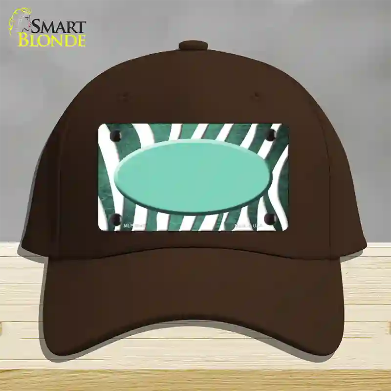 Mint White Zebra Oval Oil Rubbed Novelty License Plate Hat Cotton / Dark Brown