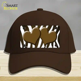 Brown White Zebra Hearts Oil Rubbed Novelty License Plate Hat Cotton / Dark Brown