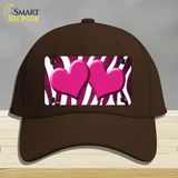 Pink White Zebra Hearts Oil Rubbed Novelty License Plate Hat Cotton / Dark Brown