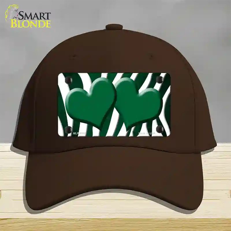 Green White Zebra Hearts Oil Rubbed Novelty License Plate Hat Cotton / Dark Brown