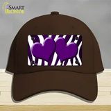 Purple White Zebra Hearts Oil Rubbed Novelty License Plate Hat Cotton / Dark Brown