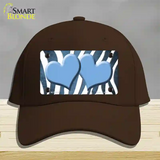 Light Blue White Zebra Hearts Oil Rubbed Novelty License Plate Hat Cotton / Dark Brown