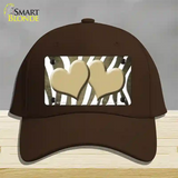 Gold White Zebra Hearts Oil Rubbed Novelty License Plate Hat Cotton / Dark Brown