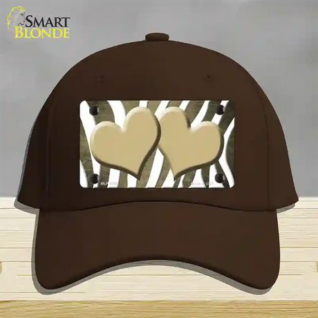 Gold White Zebra Hearts Oil Rubbed Novelty License Plate Hat Cotton / Dark Brown