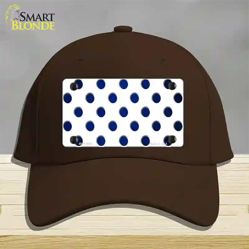 Blue White Dots Oil Rubbed Novelty License Plate Hat Cotton / Dark Brown