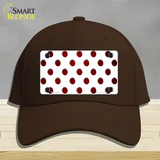 Red White Dots Oil Rubbed Novelty License Plate Hat Cotton / Dark Brown