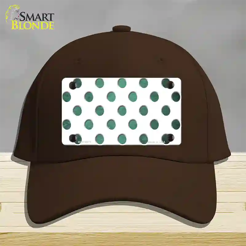 Mint White Dots Oil Rubbed Novelty License Plate Hat Cotton / Dark Brown